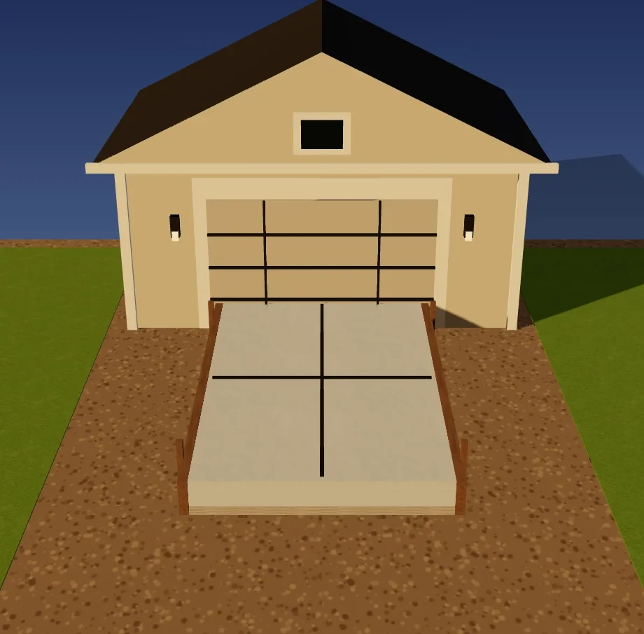3D model of a finished residential concrete driveway by Lucky's Concrete